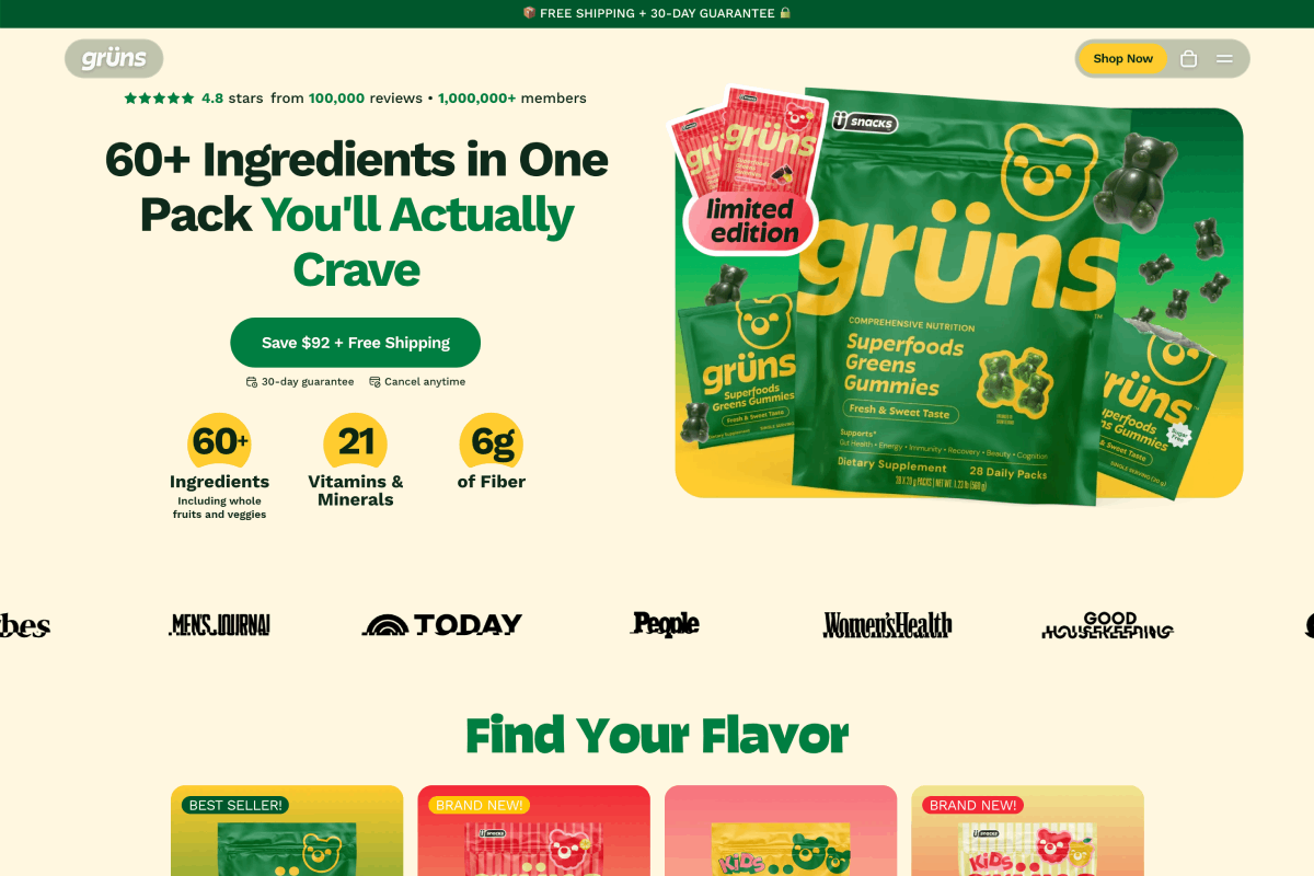 Gruns - Shopify Landing Page Template